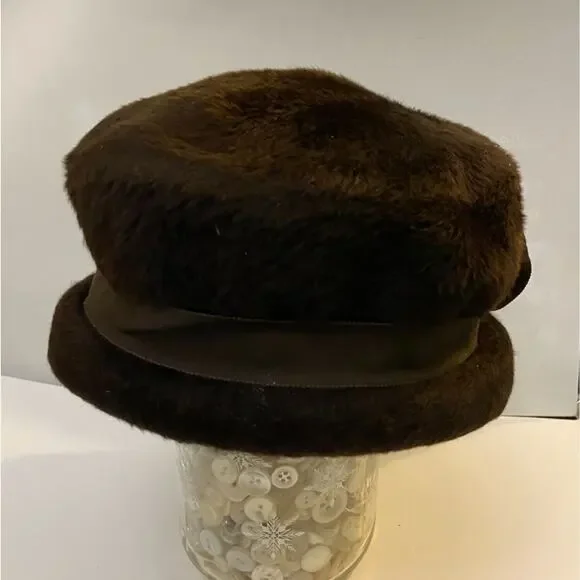 Italian Genuine Lustre Hat Princess Rabbit Fur Angora Grandma Formal 50s Vintage - Picture 4 of 10